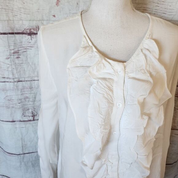 Sundance Eloquence Ruffle Front Blouse Size Large - Picture 4 of 6